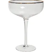 Beliani Champagnerschalen 4er Set Transparent mit Goldrand Gehämmertes Design 450 ml 45 cl Fassungsvermögen Mundgeblasen Champagnergläser Sektschalen