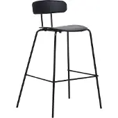 Beliani Barstuhl 2er Set Schwarz Kunststoff und Metall mit Lehne Fußstützen Modernes Design Sitzmöbel Wohnzommer Küche Bar Wohnküche Ausstattung