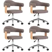 vidaXL Drehbare Esszimmerstühle 4 Stk. Taupe Bugholz und Stoff