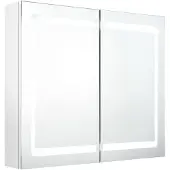 vidaXL LED-Spiegelschrank fürs Bad Glänzend Weiß 80x12x68 cm