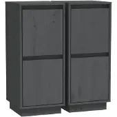 vidaXL Sideboards 2 Stk. Grau 31,5x34x75 cm Massivholz Kiefer