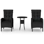 vidaXL 3-tlg. Garten-Bistro-Set Poly Rattan Schwarz