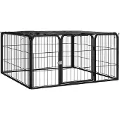 vidaXL 4-tlg. Hundelaufstall Schwarz 100x50cm Stahl Pulverbeschichtung