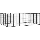 vidaXL 20-tlg. Hundelaufstall Schwarz 50x100cm Stahl Pulverbeschichtet