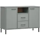 vidaXL Sideboard OSLO mit Metallbeinen Grau 113x40x77 cm Massivholz