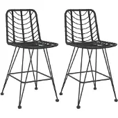 vidaXL Barhocker 2 Stk. Schwarz 45x56x103,5 cm PE-Rattan und Stahl