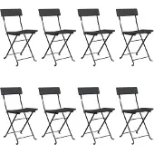 vidaXL Bistrostühle 8 Stk. Klappbar Schwarz Poly Rattan und Stahl