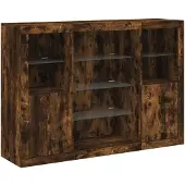 vidaXL Sideboards mit LED-Leuchten 3 Stk. Räuchereiche Holzwerkstoff