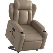 vidaXL Massagesessel mit Aufstehhilfe Cappuccino-Braun Kunstleder