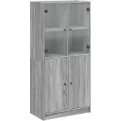 vidaXL Highboard mit Türen Grau Sonoma 68x37x142 cm Holzwerkstoff
