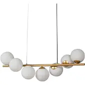 LUCANDE Isandro 7 Pendelleuchte Gold/Opal - , Isandro, dimmbar, Gold / Messing, für Esszimmer, Glas, Design