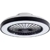 LINDBY LED-Deckenventilator Teleo, Ø48 cm, schwarz, DC, Tuya Teleo , dimmbar, schwarz, für Wohn- / Esszimmer, Kunststoff, Modern