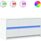 vidaXL TV-Schrank mit LED-Beleuchtung Weiß 100x34x50 cm Holzwerkstoff