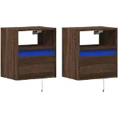 vidaXL TV-Wandschränke LED-Beleuchtung 2 Stk. Eichen-Optik 41x31x45 cm