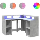 vidaXL LED-Schreibtisch Betongrau 130x130x91 cm Holzwerkstoff