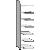 Kerkmann Büroregal Dante, Eckregalfeld, H 2600 x B 600 mm, ohne Rückwand, lichtgrau
