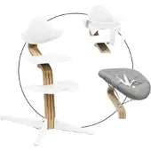 Stokke Nomi Bundle Hochstuhl Eiche inkl. Newbornset und Babyset, weiss