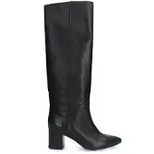 Manfield Schwarze Lederstiefel mit Absatz | Größe 40