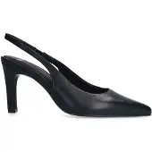 Manfield Schwarze Slingbackpumps aus Leder | Größe 39