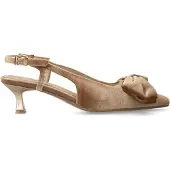 Manfield Taupefarbene Veloursleder-Slingbackpumps mit Schleife | Größe 39