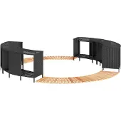 vidaXL Whirlpool-Umrandung Schwarz Poly-Rattan und Massivholz Akazie