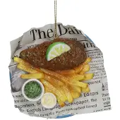 HD Collection Ornament Fish & Chips Polyresin Multi 10.2cm (multi)
