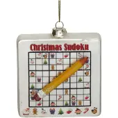 HD Collection Ornament Sudoku Brett Glas Rot 9.5cm (rood)