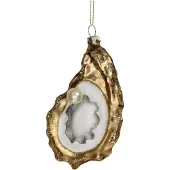 HD Collection Ornament Weihnachtskugel Austernglas gold 14 cm (geel)