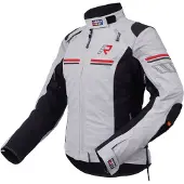 Rukka Armatou-R wasserdichte Damen Motorrad Textiljacke, hellgrau/schwarz/rot, 40
