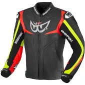Berik Wild Chase Schwarz Weiß Rot Gelb Motorrad Lederjacke Größe 54