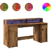 vidaXL LED-Schreibtisch Altholz-Optik 160x55x91 cm Holzwerkstoff