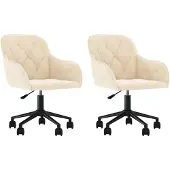 vidaXL Esszimmerstühle 2 Stk. Drehbar Creme Samt