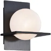 LUCANDE Kulka 1 Wandleuchte Opal/Schwarz - , Kulka, dimmbar, Schwarz, für Wohnzimmer, Glas, Modern