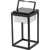 LUCANDE LED-Solartischlampe Tilena, eckig, schwarz, dimmbar