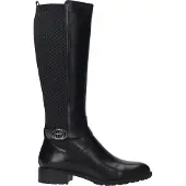Tamaris Damen Stiefel Langschaft Zierschnalle Stretchschaft Leder 1-25618-43, Größe:37 EU, Farbe:Schwarz