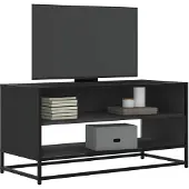 vidaXL TV-Schrank Schwarz 91x40x46 cm Holzwerkstoff und Metall