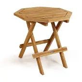 Brafab Gartenbeistelltisch Syros aus Teak, klassisch klappbar, natur, Ø 50 cm, Outdoor geeignet