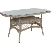 Brafab Kamomill Gartenesstisch Geflecht/Glas Beige 135x80 cm