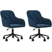 vidaXL Esszimmerstühle 2 Stk. Drehbar Blau Samt