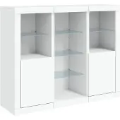 vidaXL Sideboards mit LED-Leuchten 3 Stk. Weiß Holzwerkstoff
