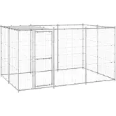 vidaXL Outdoor-Hundezwinger mit Überdachung Verzinkter Stahl 7,26 m2 3082303