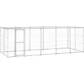 vidaXL Outdoor-Hundezwinger mit Überdachung Verzinkter Stahl 12,1 m²