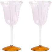 &k amsterdam &klevering - Eve Weinglas 180 ml, pink (2er-Set)
