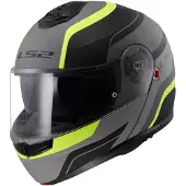 LS2 FF908 Strobe II Monza Matt Schwarz H-V Gelb 06 Klapphelm Größe XS