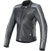 Alpinestars Stella Dyno Damen Motorrad Lederjacke, schwarz/grau, S