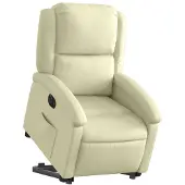 vidaXL Relaxsessel mit Aufstehhilfe Elektrisch Creme Echtleder