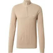Gant für Herren. 8040523 Baumwollpikee-Pullover mit halbem Reißverschluss beige (3XL), Lässig, Baumwolle, Langarm