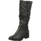 Mustang Damen Stiefel Langschaft Raffung Blockabsatz 1293-602, Größe:39 EU, Farbe:Grau