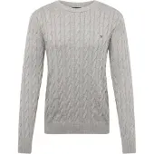 Tommy Hilfiger Strickpullover "CLASSIC CABLE CREW NECK mit Strukturstrick und Flaglabel" unifarben, casual, regular fit, Baumwolle, Rundhals