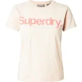 Superdry für Damen. W1011534A T-Shirt City mit beigem Core-Logo (XS), Lässig, Baumwolle, Kurzarm